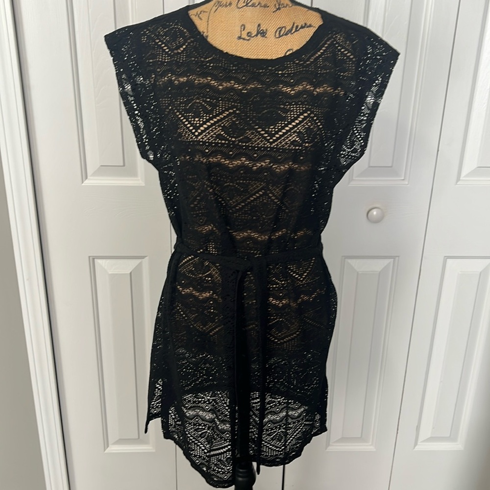 Merona Black Lace Swim Coverup Dress